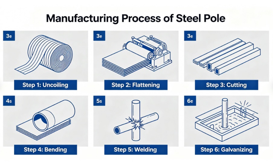 manufacturing process steel pole